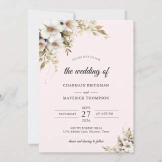  Floral Ping Wedding Kaart