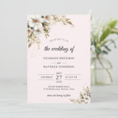  Floral Ping Wedding Kaart (Staand voorkant)