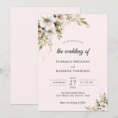  Floral Ping Wedding Kaart (Voorkant / Achterkant)