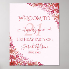 Floral Pink 21st Birthday Poster