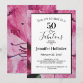 Floral Pink 50th Birthday Kaart (Voorkant / Achterkant)