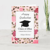  Floral Pink Afstuderen Kaart (Voorkant)