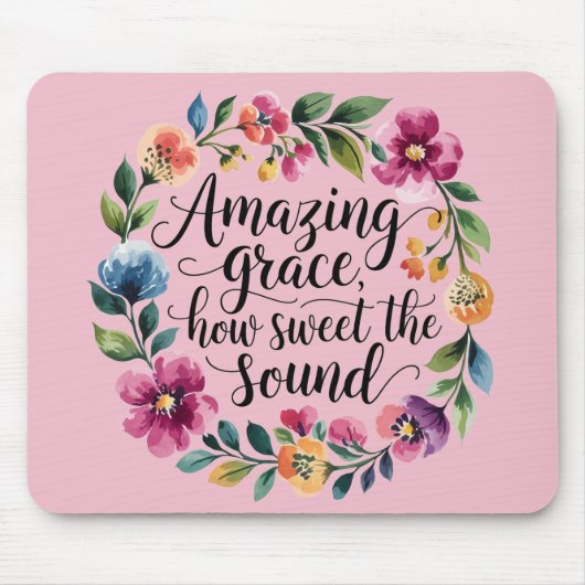 Floral Pink Amazing Grace Muismat (Voorkant)