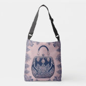 Floral pink and blue AI art Crossbody Tas (Voorkant)