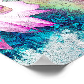 Floral Pink and Blue  Hummingbird Art Print (Hoek)