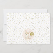 Floral Pink and Gold Photo Bunny 1st Birthday Kaart (Achterkant)