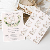 Floral Pink Are You Kitten Me Baby shower Kaart