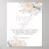 Floral Pink Baby shower Diaper Raffle Poster (Voorkant)