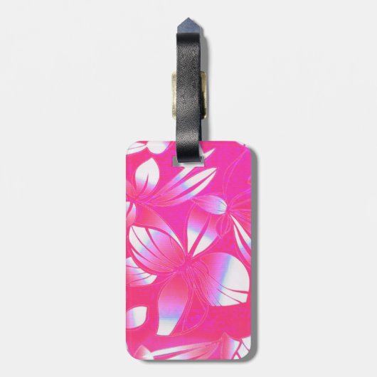  Floral Pink Bagagelabel Hawaii (Achterkant verticaal)