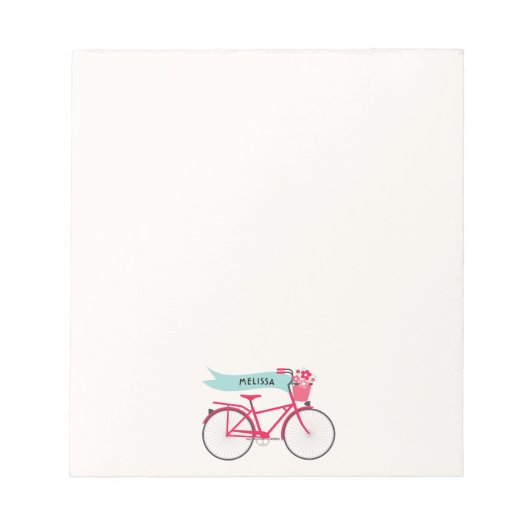 Floral Pink Bike Monogram Notitieblok (Voorkant)