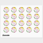 Floral Pink Birthday Bedankt Ronde Sticker (Vel)