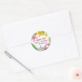Floral Pink Birthday Bedankt Ronde Sticker (Envelop)