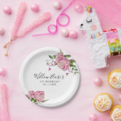 Floral Pink Birthday Party Papieren Bordje (Feest)