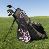 Floral Pink Black Cherry Blossom Monogram Golfhanddoek (Groen)