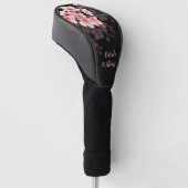 Floral Pink Black Cherry Blossom Monogram Golfheadcover (Schuin)