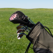 Floral Pink Black Cherry Blossom Monogram Golfheadcover (Insitu)