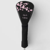 Floral Pink Black Cherry Blossom Monogram Golfheadcover (Voorkant)