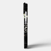 Floral Pink Black Elegant  Monogram Script Case-Mate iPhone Case (Achterkant / Links)