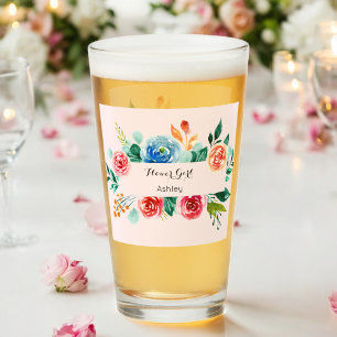 Floral Pink Bloemenmeisje Weddenschap Glass Cup Glas