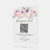 Floral Pink Bloom Honeymoon Fund QR-code Acryl Bord (Hoek)