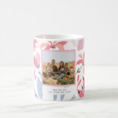 Floral Pink Blue Custom Photo Cute Gift voor mam Koffiemok (Center)