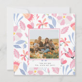 Floral Pink Blue Custom Photo Cute Moederdag Notitiekaartje (Voorkant)