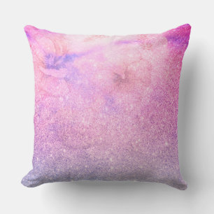 *~* Floral Pink Blue Paarse Waterverf Glitter Kussen