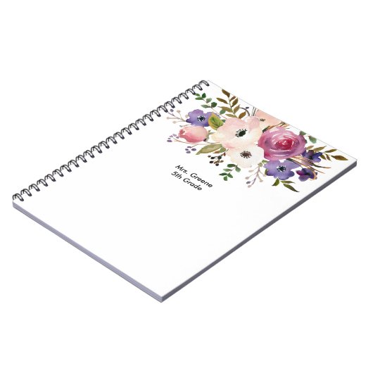 Floral Pink Blue Specialized Teacher Notitieboek (Linkerzijde)
