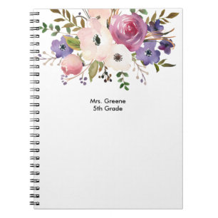 Floral Pink Blue Specialized Teacher Notitieboek
