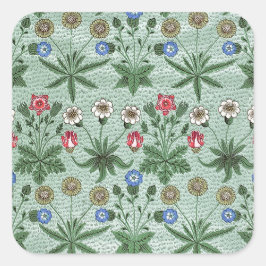 Floral Pink Blue William Morris Daisy Vierkante Sticker