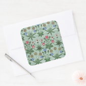  Floral Pink Blue William Morris Daisy Vierkante Sticker (Envelop)