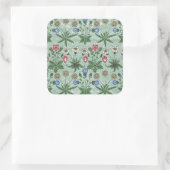  Floral Pink Blue William Morris Daisy Vierkante Sticker (Tas)