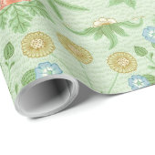  Floral Pink Blue William Morris Daisy Wrap Cadeaupapier (Rol Hoek)