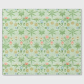 Floral Pink Blue William Morris Daisy Wrap Cadeaupapier (Vlak)
