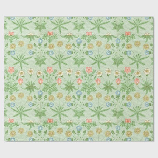  Floral Pink Blue William Morris Daisy Wrap Cadeaupapier (Vlak)