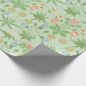 Floral Pink Blue William Morris Daisy Wrap Cadeaupapier (Hoek)