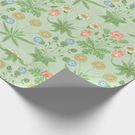  Floral Pink Blue William Morris Daisy Wrap Cadeaupapier (Hoek)