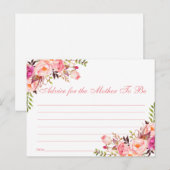 Floral Pink Blush Baby shower Advice Kaart (Voorkant / Achterkant)