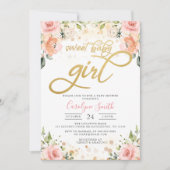 Floral Pink Blush Baby shower Invitation Girl Kaart (Voorkant)