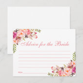 Floral Pink Blush Bridal Shower Advice Card L Briefkaart (Voorkant / Achterkant)