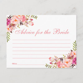 Floral Pink Blush Bridal Shower Advice Card L Briefkaart