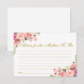 Floral Pink Blush Gold Baby shower Advice Kaart (Voorkant / Achterkant)