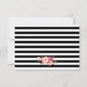 Floral Pink Blush Gold Black Stripes RSVP Weddensc (Achterkant)