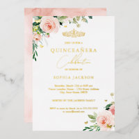Floral Pink Blush Gold Quinceanera