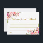 Floral Pink Blush Gold Vrijgezellenfeest Advice Ka Advieskaart<br><div class="desc">Waterverf Floral Pink Blush Gold Vrijgezellenfeest Advice Kaart</div>