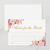 Floral Pink Blush Gold Vrijgezellenfeest Advice Ka Advieskaart (Voorkant / Achterkant)