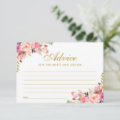 Floral Pink Blush Gold Wedding Advice Kaart (Staand voorkant)