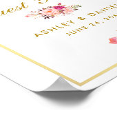 Floral Pink Blush Gold Wedding Guest Book Poster (Hoek)