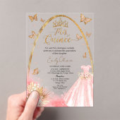 Floral Pink Blush Gown Quinceanera Acryl Uitnodigingen (Insitu (Draagbaar))