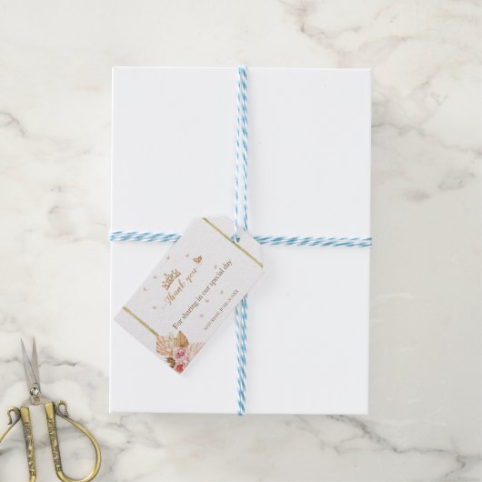 Floral Pink Blush Gown Quinceanera Cadeaulabel (Met Touw)